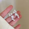 Stud Earrings Irregular Metal Pearl Crystal European And American Style Personalized Fashion Girls Travel Accessories