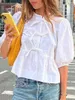 Blusas para mujeres Y2K Women Puff Camisa de manga corta Camisa Peplum Tops Tops Ruffle Baby Babydoll saliendo