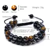 Stränge Triple Protection Armband Tiger Augen Schwarz Obsidian und Hämatit 8mm Perlen Armband Magnet für Männer Frauen Schmuck Schmuck