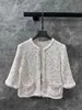 Kvinnors stickor Tees Designer Direct 24 Spring/Summer New Heavy Industry Sequin Sticked Cardigan Fashionable Short Outter Tower mångsidig kappa för kvinnor SSV0