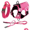 Collari per cani guinzaglio del cablaggio militare colletto set di guinzaglio rosa Colore da pet tattico addestramento tattico Pastore tedesco per grande m dh9zj