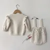 Sets Autumn Spring Newborn Baby Girls Clothing Set Long Sleeved Knitted Cardigan Coat+Jumpsuit Infant Baby Girls Clothes Suit