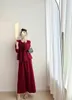 Casual Dresses W4M E Size French Vintage Red Sweater Skirt Set Women's Autumn And Winter High-grade Sense Of Femininity Two-piece Dress