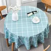 Table Cloth Nordic Red Grid INS Style Students Round PVC Waterproof Oil-proof Wash-free Mat Black