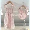 Één-stuks lieve kleine meisjes band romper zomer gezellige katoenen bloemen streep bowknot jumpsuit voor peuter meisjes kleding kinderen outfits