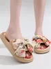 Slippers 2024 Kaki Bow Eva Handgemaakte DIY Home Zomer Dikke platform Dames Sandalen Indoor Badkamer