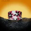 Bandringar Etnisk stil Klassisk för kvinnor Silver Färg Flower Metal Inlaid White Stones Ring Wedding Jewelry H240424