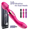 USB Charg10 Speeds Powerful Vibrators for Women Magic Dual Motors Wand Body Massager Female Sex Toys GSpot Adult 240423