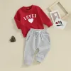 Sets ma&baby 03Y Valentine's Dau Infant Toddler Newborn Baby Boy Girl Clothes Sets Letter Tshirt Pant Fall Spring Outfit