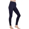 Kvinnors byxor kvinnor mjuk hög midja stretch veckad yoga casual sju poäng leggings mammor höjer över magen