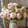 1Bunch European Artificial Peony Flowers Silk Fake Wedding Party Home Decoration Flower Bouquet Wreath Diy Scrapbooking 240422