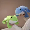 Animals Simulation 32/40CM Bouncing Frog Stuffed Animal Cartoon High Quality Green Blue Animals Super Soft Dolls Birthday Gifts Toys