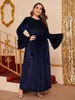 Ubranie etniczne sukienka plus-size dla kobiet aksamitna muzułmańska moda Dubai Abaya długie sukienki z szarfią Islam African Musulman