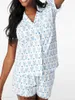 Damen süße Roller Rabbit Pyjamas Y2K Affen vorgefertigt vor dem Druck 2-teiliger Pyjama-Set kurzarmes Hemd PJ Shorts Casual Wear 2403018SBB