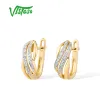 Earrings VISTOSO Pure 14K 585 Yellow Gold Earrings For Lady Glamorous Sparkling Diamond Earrings Wedding Engagement Gift Fine Jewelry