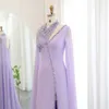 Party Dresses Turquoise Chiffon Light Purple Dubai Evening Dress With Cape Sleeves Fuchsia Lilac Arabic Women Wedding Gowns