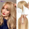 Toppers Toppers à cheveux Maxine pour les femmes Real Human Human Human Heum Hair Toppers with Bangs Clip in Bangs Wiglets Hair Pieds For Women