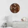 Horloges murales horloge en bois brun foncé moderne avec brillance dans le noir décoration de maison silencieuse simple numérique pour pièce