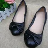 Casual Shoes Design Commuter For Work Flat Bottom Lady's Genuine Leather Bow Round Head Soft Pea Women's