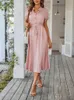 Ladies Polka Dot Print Shirt Dres Casual Midi Holiday Summer Dress Female Loose Women Beach Sundress Robe Vestidos 240416