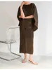 Werkjurken miyake geplooid cape suit voor vrouwen zomer mode suspener rok onregelmatige veter streetwear sjaal tweedelige set