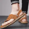 Terlik erkekler Roma retro sandalet trend deri yumuşak taban ayakkabıları el yapımı hafif konfor rahat plaj flip floplar chaussure hommes