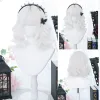 Perruques Houyan synthétique courte boucles de cheveux blancs purs Wig Fringe pour femmes cosplay lolita filles naturelles naturelles