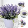 Dekorativa blommor hem dekoration konstgjorda prydnadsdekorationer hushåll falska bonsai lavendel lila faux bord dekor krukmakeri