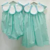 One-Pieces Children Boutique Clothing Baby Girl Sleeveless Cotton Bubble Green Hand Splicing Flower Collar Cute Sibling Outfit