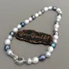 Colliers Yygem Naturel Eau douce noir gris blanc riz perle couleur mixte perle cou collier 17 "pour femmes bijoux girl cadeau