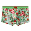 Underpants Mens Sexy Boxer Briefs Floral Printed Underwear Ice Silk Breathable Panties Shorts Bulge Pouch Boxers Calzoncillo