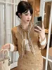 Kurtki damskie wiosna moda lśniona cekinowa oficjalna okazja Krótka kurtka ubrania eleganckie luksusowe vintage O-Neck Tops