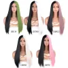 Wigs Half Black Half White Two Tone Cosplay Wig 28Inch Long Straight Bicolor Wigs Hair Middle Parting For Women Daily Party Halloween