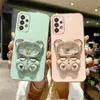 携帯電話のケースQuicksandand Raccoon Mirror Mirror Plating Phone Holder Case for Samsung A14 A04 A04S A04E A24 A53 A54 A54 A34 A15 A05 A05SカバーD240424