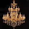 Lustres meerosee luxueux grand cristal lustre lumières gold pendant lampe lustère suspension