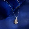 Colliers Newshe White 5A Cubic Zircon Blue Blue Spinel 925 STERLING Silver Pendant