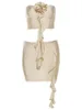 Calça de duas peças de duas peças de nicho de nicho sexy design tridimensional babados de flor de tubo superior de saia alta mano de saia feminina