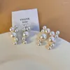 Stud Earrings Irregular Metal Pearl Crystal European And American Style Personalized Fashion Girls Travel Accessories