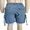 Moda de verano al estilo euroamericano Blue Blue Broackes Women Women Mid Wisting Bode Bocket Bocket Washed Denim Cargo Shorts 240418