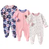 One-Pieces 3Pack Winter Toddler Baby Boys Girls Long Sleeve Cotton Wrapped Foot Climbing Onesie Romper Clothes Outfits for 012 Months