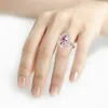 Wedding Rings 2024 Girl Pink Ring Light Luxury Drop-shaped Copper Inlaid Gemstone Sweet Pear-shaped Jewelry