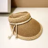 Designer Bucket Hat Empty Top Straw Hat Summer Unisex Sunscreen Face Cover Large Brim Laffia Grass Hats for Women