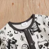 One-Pieces Frühlings- und Herbstjungen und Mädchen süßes Cartoon Tier überall über Druck Baumwolle bequeme Wickel Füße Langarm Babybody Bodysuit