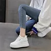 Freizeitschuhe Frühling echter Lederplattform Keil versteckter Absatz Luxus bequeme Sneakers klobige Frauen Fashion Lady White White