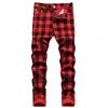 Jeans maschile y2k autunno slim fit fit plaid stampato hip hop streetwear harajuku rosso moda elastici di jeans pantaloni ropa hombres ropa
