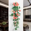 装飾的な花人工シルクバラの花アイビー偽のプラスチック植物吊りガーランドウェディングホームウォールデコレーションフェイク植物葉