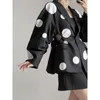 Women's Jackets Women Outerwear With Niche Design Simple White Polka Dot Hollowed Out Waist Slimming Effect Irregular Style Of Suit