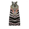 Casual Dresses Fashionable Leopard Print Sleeveless Tank Dress Feather