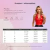 Damestanks Wetlook latex halter pu lederen camisole tops glanzende patent vest inkot revers diep v nek front ritsje slanke fit vest