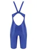 Kvinnors badkläder Kvinnor i ett stycke baddräkt baddräkt Glossy U Neck Cutout Back Casual Wear Bodysuit ärmlös Jumpsuit för sportträning